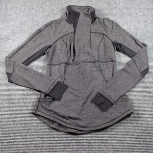 Lululemon 1/2 Zip Pullover Womens 8 Gray Herringbone Thumbholes Cuffins